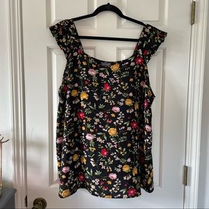 MOVING SALE - Rags to Wishes Dark Floral Cap Sleeve Blouse Top Sz 3x